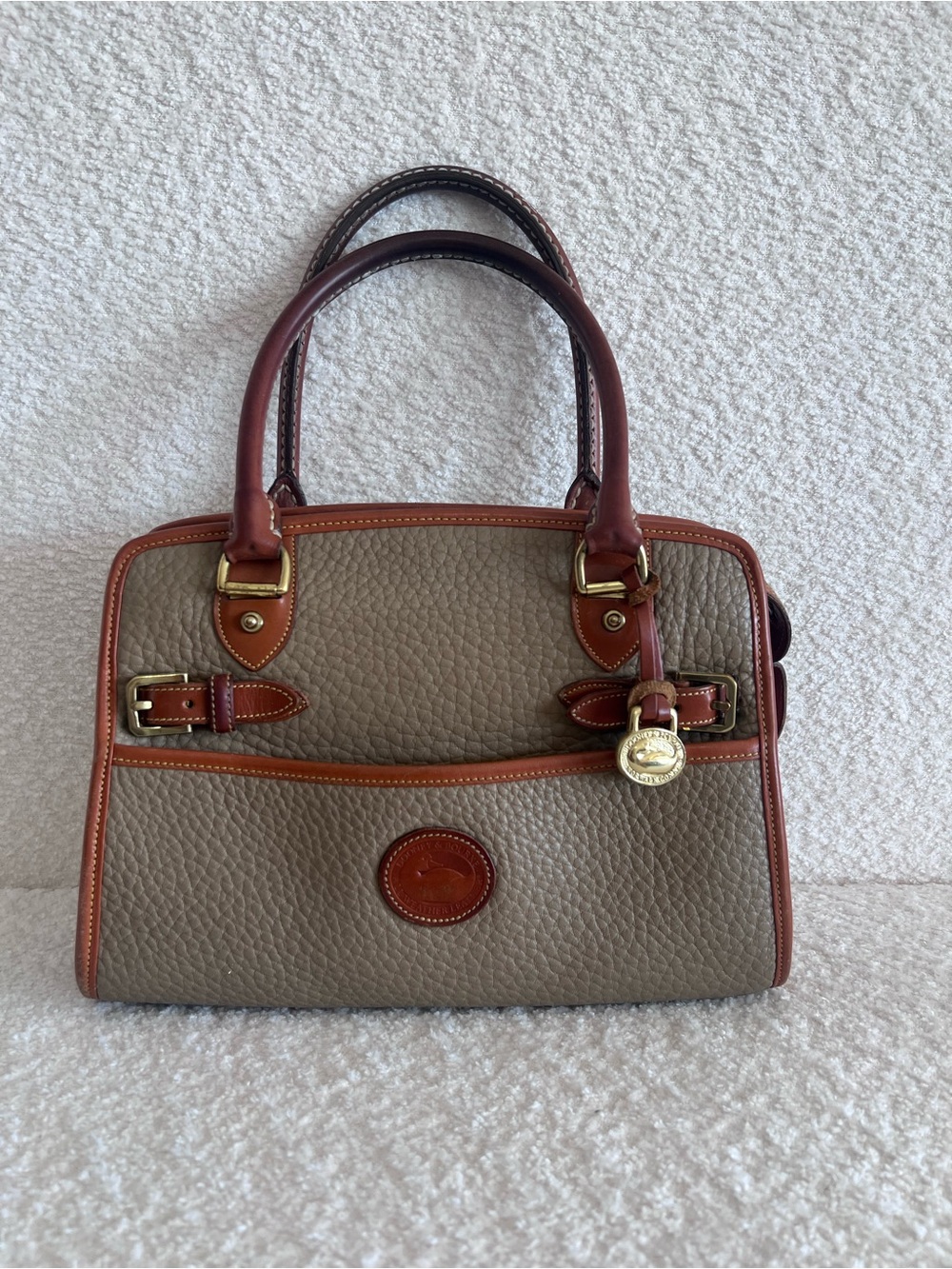 Dooney & Bourke Vintage‎ 80s/90s Buckle Satchel  Taupe Bag Purse Made In USA